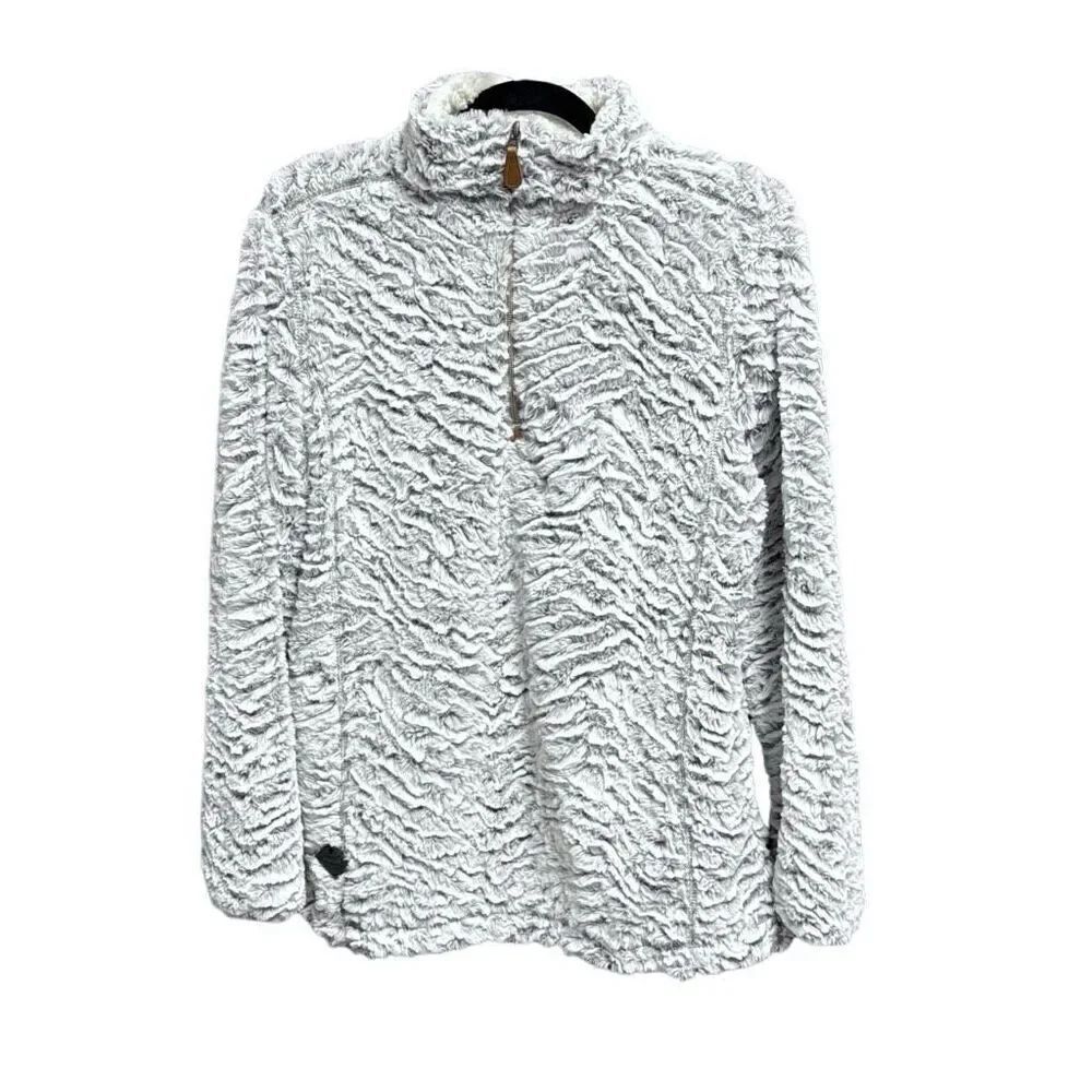 Simply Southern Women’s Grey & White Sherpa Pullover Size Small NEW